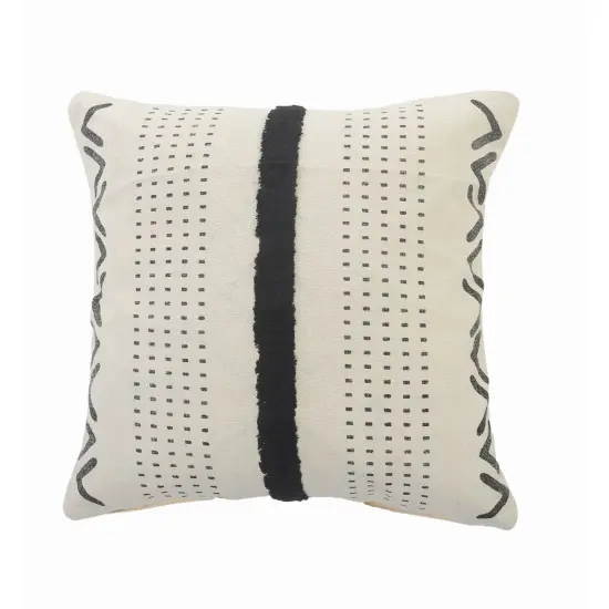 Laddha Home Designs 20" Black and Cream White Striped Square Throw Pillow {1}