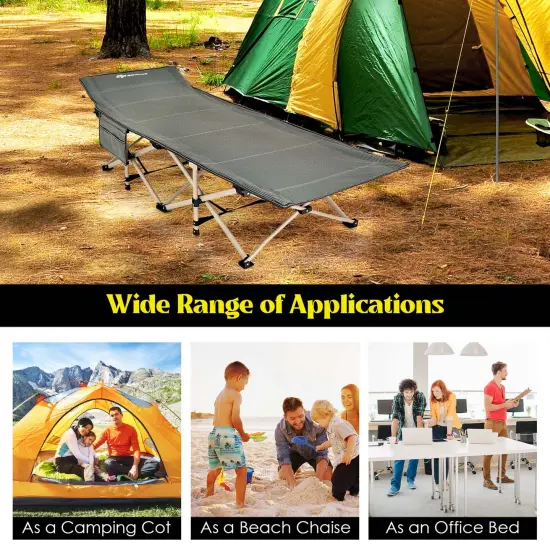 Goplus Wide Foldable Camping Cot Heavy-Duty Steel Indoor & Outdoor Sleeping Cot Blue/Grey//Green/Black {4}
