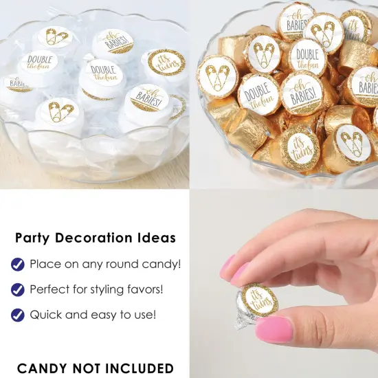 Big Dot of Happiness It's Twins - Gold Twins Baby Shower Small Round Candy Stickers - Party Favor Labels - 324 Count {6}
