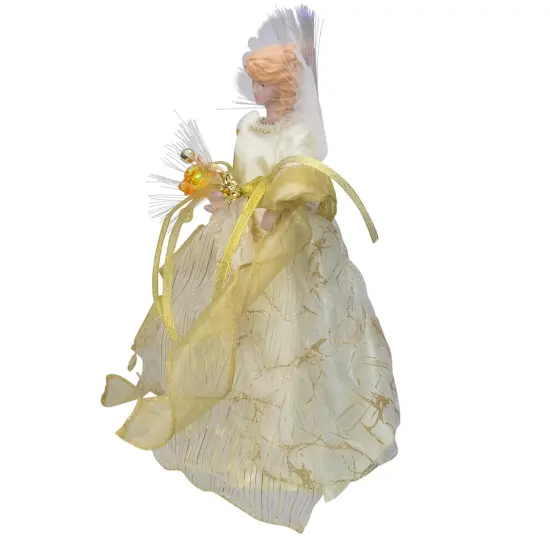 Kurt Adler 12" Ivory and Gold Lighted Angel Christmas Tree Topper - Clear Lights {3}