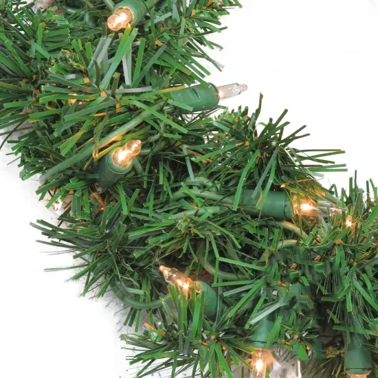 Northlight Pre-Lit Deluxe Windsor Pine Artificial Christmas Wreath - 10" - Clear Lights Green {3}