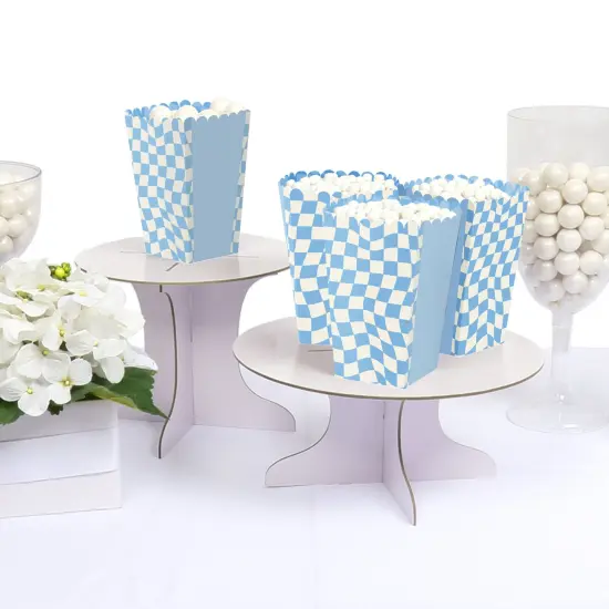 Big Dot of Happiness Blue Checkered Party - Favor Popcorn Treat Boxes - Set of 12 {4}
