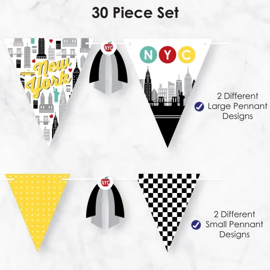 Big Dot of Happiness NYC Cityscape - DIY New York City Party Pennant Garland Decoration - Triangle Banner - 30 Pieces {6}