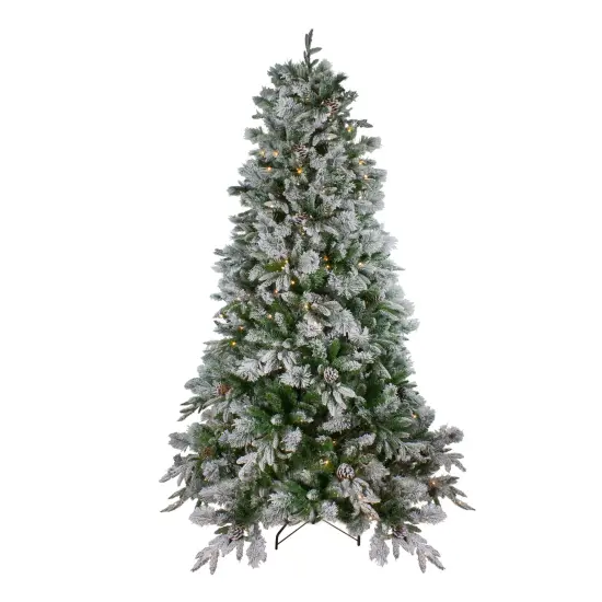 Northlight Real Touch&trade;️ Pre-Lit Full Flocked Rosemary Emerald Angel Pine Artificial Christmas Tree - 6.5' - Clear LED Lights Green {1}