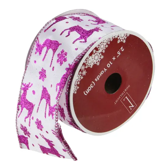 Northlight Pack of 12 Glistening Purple Reindeer and Star Christmas Wired Craft Ribbons - 2.5" x 120 Yards {1}