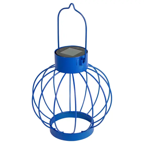 Northlight 6.5" Blue Outdoor Hanging LED Solar Lantern with Handle {1}