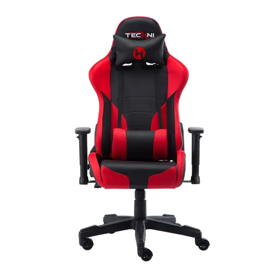 Techni Office Solutions 53" Vibrant Black and Red Unique Techni Sports TS-90 Comfortable Gaming Chair {3}
