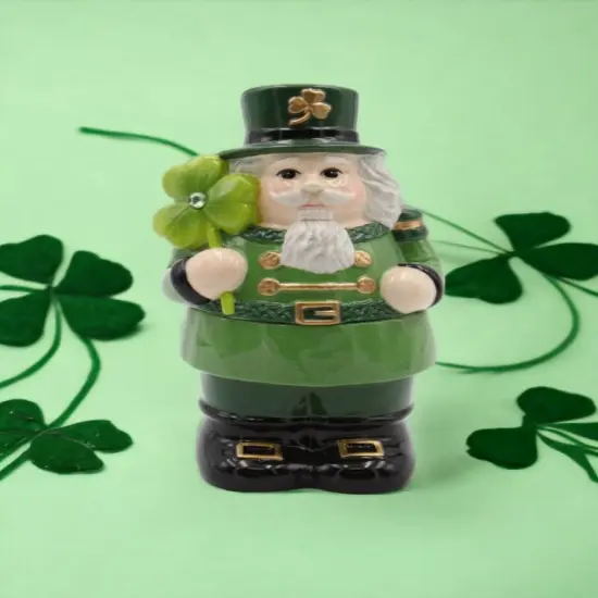 Ceramic Irish Nutcracker Candy Jar, Christmas D&eacute;cor, Gift for Her, Gift for Mom, Kitchen D&eacute;cor, Irish Saint Patrick&rsquo;s Day D&eacute;cor {1}