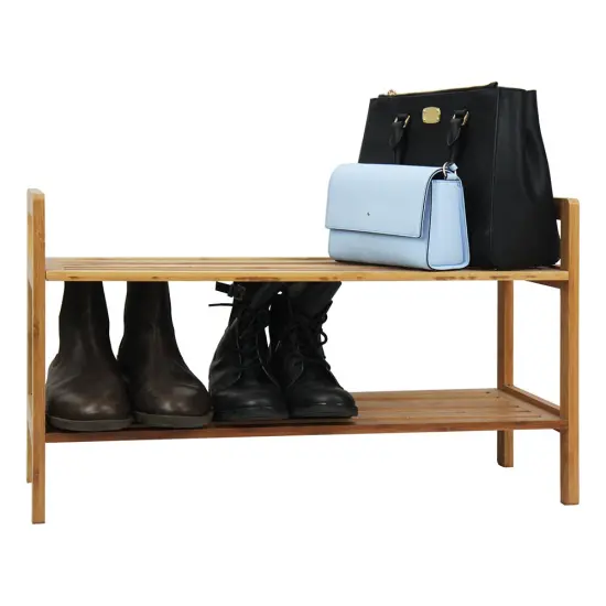 Oceanstar 2 Tier Bamboo Shoe Rack, Square Brown {7}