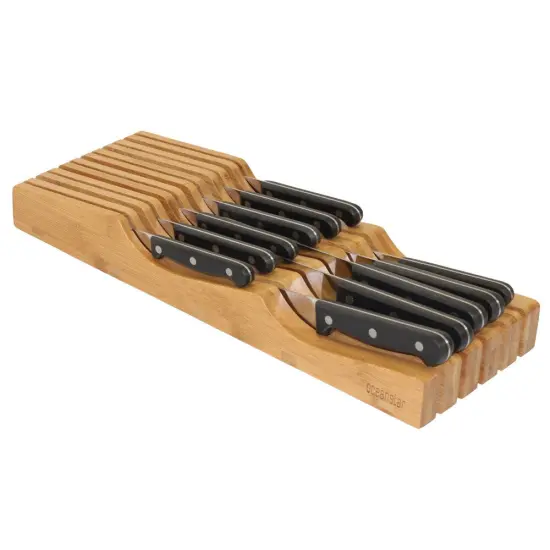 Oceanstar In-Drawer Bamboo Knife Organizer Brown {4}