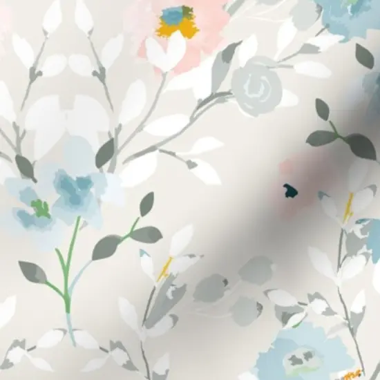 Various Fabrics by the Yard or Fat Quarter Romantic Floral Blue Gray Pink Watercolor Flowers Custom Printed Fabric by Spoonflower {7}
