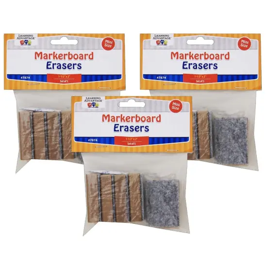 Mini Markerboard Erasers, 5 Per Pack, 3 Packs {1}