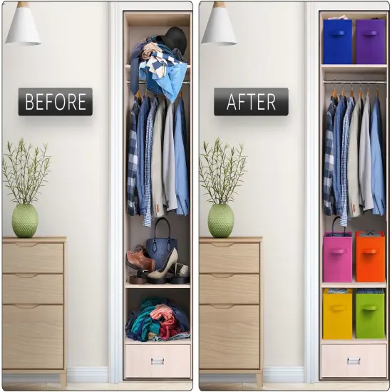 Sorbus 6 Pack 11 Inch Foldable Storage Cubes with Handles- for Organizing Home, Shelves, Nursery, Playroom, Closet and More Rainbow {5}