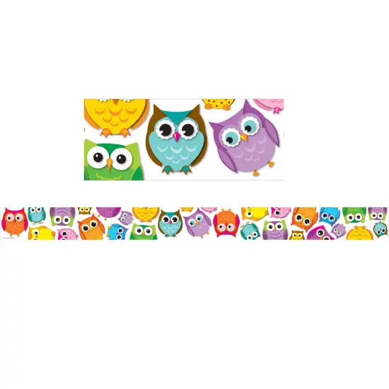 Colorful Owls Straight Border, 36 Feet Per Pack, 6 Packs {2}