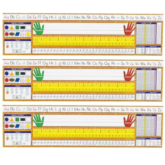Traditional Manuscript Spanish Desk Plates, 19" x 5", 36 Per Pack, 3 Packs {1}