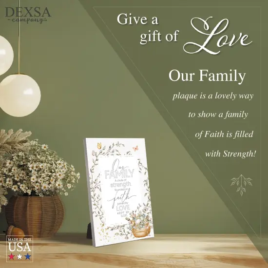 Our Family Wood Plaque with Easel and Hook Wall Tabletop Art - 6 inches x 9 inches {4}