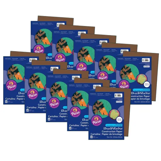 Construction Paper, Dark Brown, 9" x 12", 50 Sheets Per Pack, 10 Packs {1}