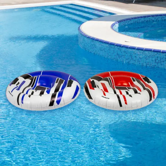 Pool Central Set of 2 Red and Blue Racing Saucers Inflatable Swimming Pool Floats, 28.5"D {3}