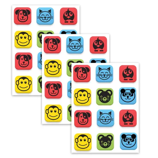 Magnetic Whiteboard Student Erasers, Animals, 12 Per Set, 3 Sets {1}