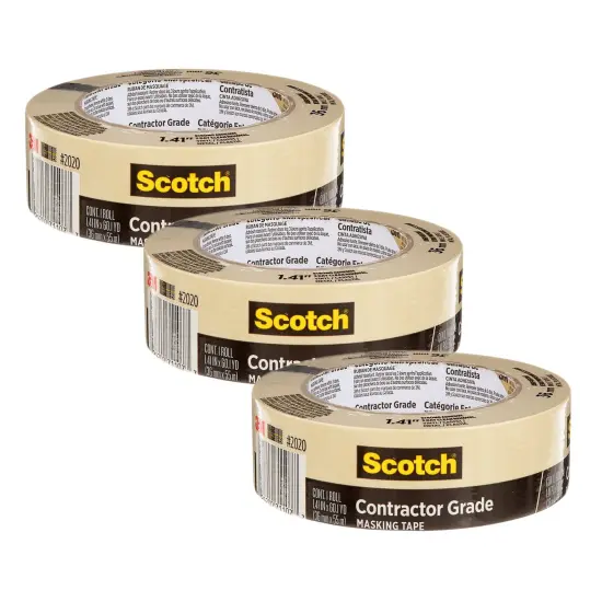 Contractor Grade Masking Tape, 1.41 in x 60.1 yd (36mm x 55m), Pack of 3 {1}