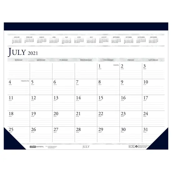 Monthly Academic Calendar Classic Desk Pad, 14 Months (Jul-Aug), 22" x 17" {1}