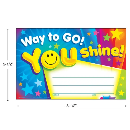 Way to Go! You Shine! Recognition Awards, 30 Per Pack, 6 Packs {3}