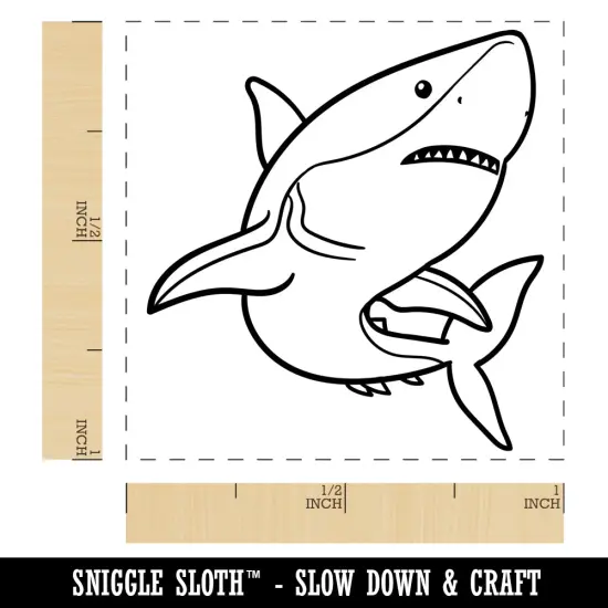 Powerful Great White Shark Self-Inking Rubber Stamp Ink Stamper Orange {1}
