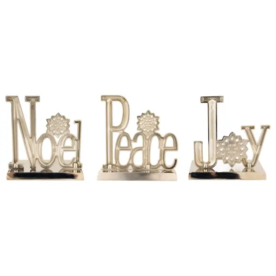 Northlight Peace, Joy and Noel Metal Christmas Stocking Holders - 6.5" - Set of 3 Silver {6}