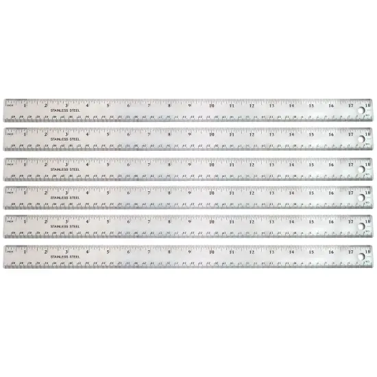 Stainless Steel Ruler, 18", Pack of 6 {1}