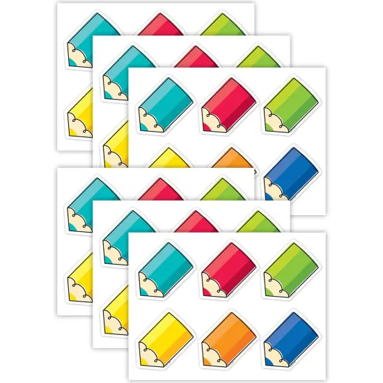 Core Decor Colorful Doodle Pencils 3 Inch Designer Cut-Outs, 36 Per Pack, 6 Packs {1}