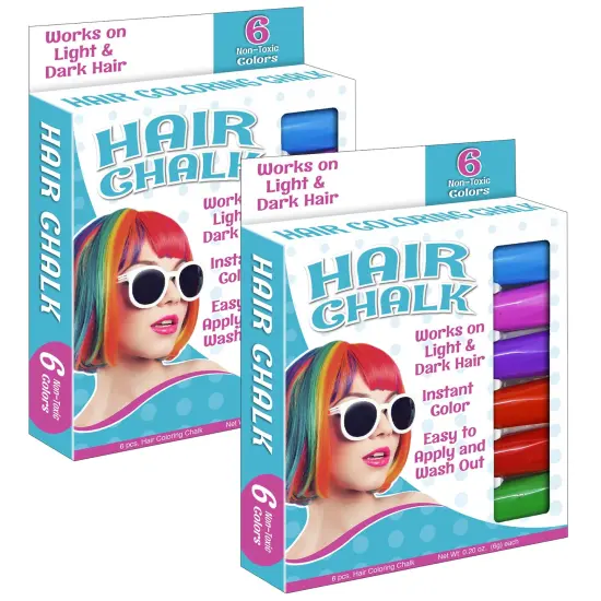 Hair Coloring Chalk, 6 Colors Per Pack, 2 Packs {1}