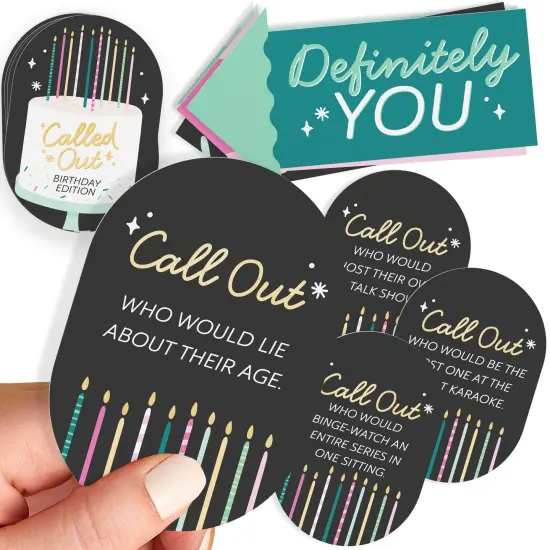 Big Dot of Happiness Called Out Birthday Card Game, Birthday Party Game, Fun Party Card Games, Happy Birthday Card Games, 32 Cards and 10 Arrows {1}