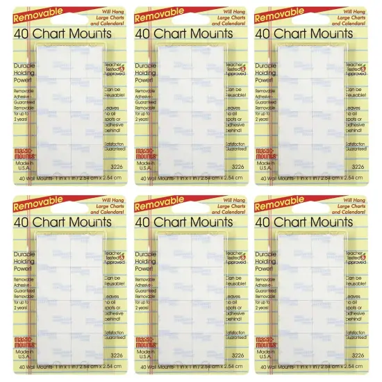 Chart Mounts, 1" x 1", 40 Per Pack, 6 Packs {1}