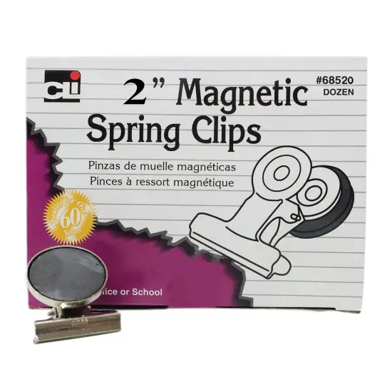 Magnetic Spring Clips, 2", 12 Per Box, 3 Boxes {2}