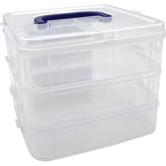 Clear Stackable Storage Containers - 3 Tiers - Pack of 3 {2}