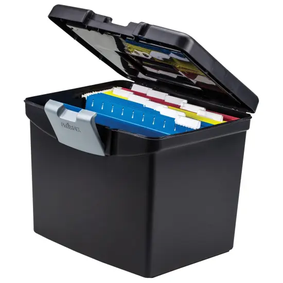 Portable File Box with XL Storage Lid, Black {2}