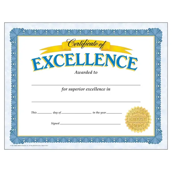 Certificate of Excellence Classic Certificates, 30 Per Pack, 6 Packs {2}