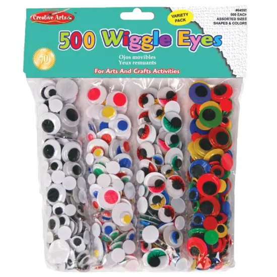 Creative Arts Wiggle Eyes Classpack, Assorted Sizes & Colors, Pack of 500 {1}