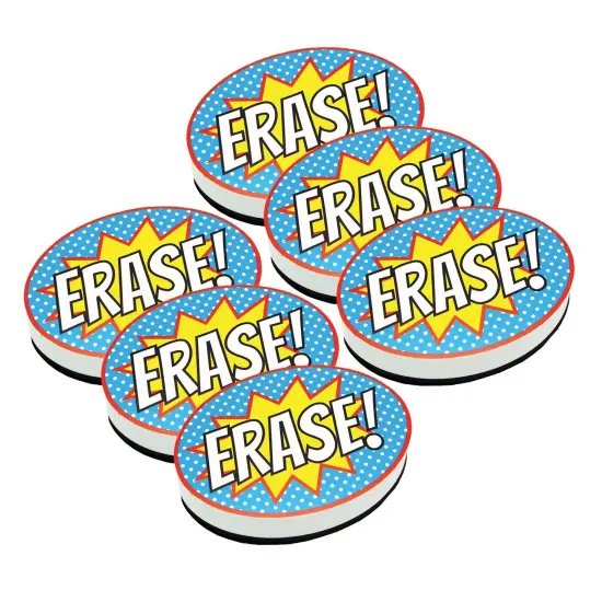 Magnetic Whiteboard Eraser, Superhero Erase!, Pack of 6 {1}