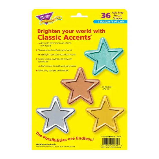 I &hearts; Metal&trade; Stars Classic Accents&reg; Variety Pack, 36 Per Pack, 3 Packs {2}