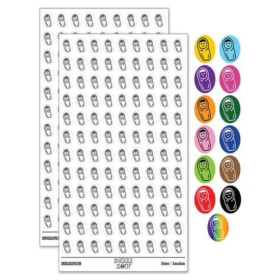 Sleeping Baby Doodle 200+ 0.50" Round Stickers Yellow {1}