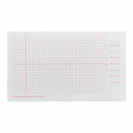 Graphing 3M Post-it&reg; Notes, 3" x 5", Trigonometry Grid, Radian, 3 Pads {1}