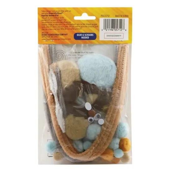 Pom Pon Animal Kit, Lion & Elephant, Assorted Sizes, 2 Animals Per Kit, 6 Kits {2}