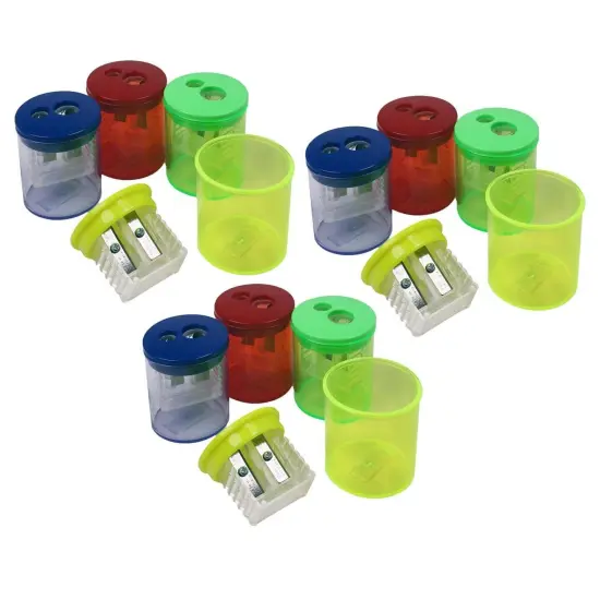 Two-Hole Pencil Sharpener, Assorted Colors, Pack of 12 {1}