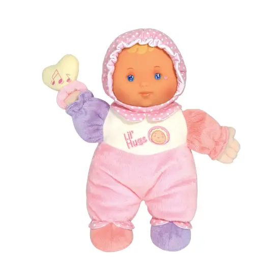 Lil' Hugs Baby's First Soft Doll, Vinyl Face, Pastel Outfits with Rattle, 12" Caucasian {1}
