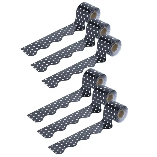 Black & White Dots Rolled Scalloped Border, 36 Feet Per Roll, 6 Rolls {1}