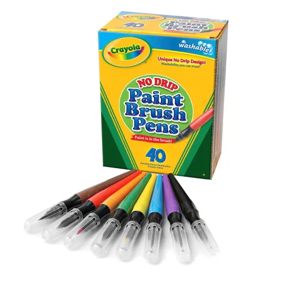 No-Drip Washable Paint Brush Pens, 8 Assorted Colors, 40 Count {1}