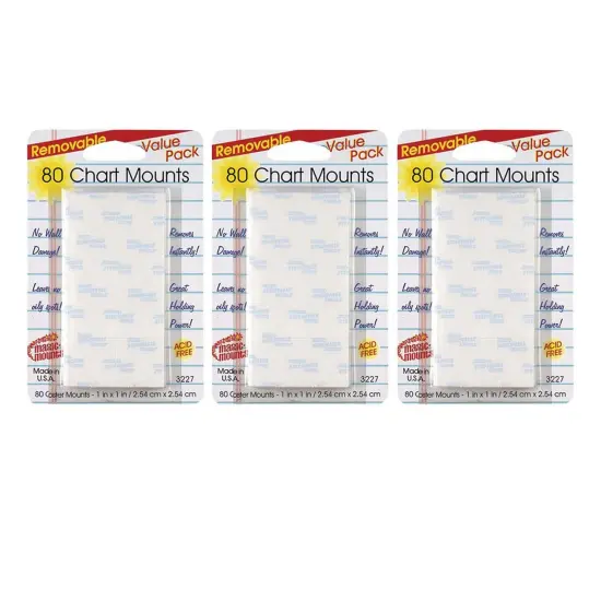 Removable Chart Tabs, 1" x 1", 80 Per Pack, 3 Packs {1}
