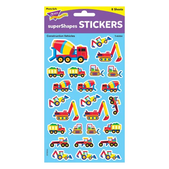 Construction Vehicles superShapes Stickers-Large, 200 Per Pack, 6 Packs {4}
