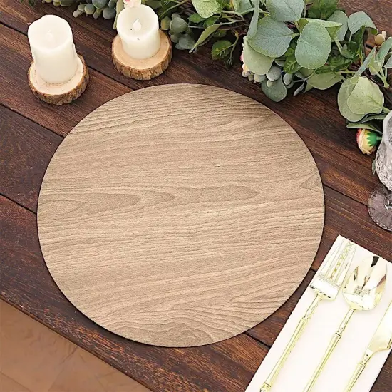 NATURAL 6 Rustic 13" Wooden Round Disposable Paper PLACEMATS {3}